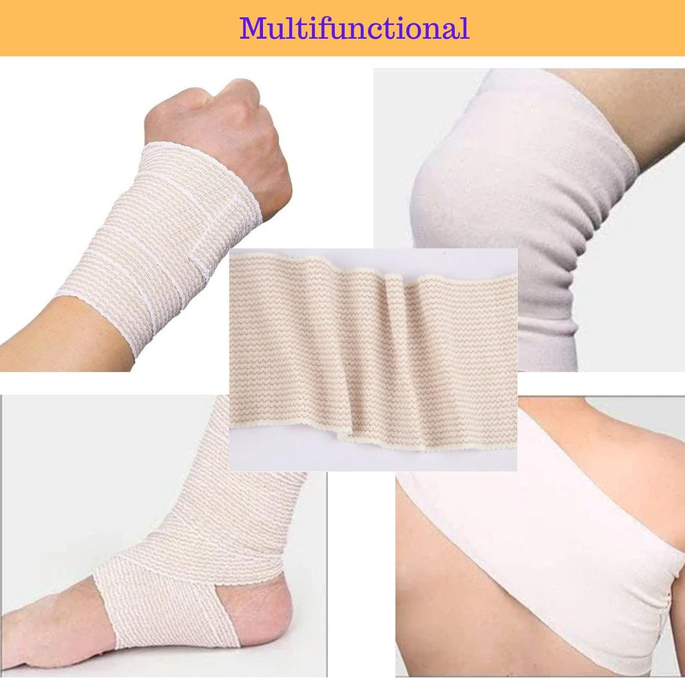 Premium Elastic Bandage Wrap 6 Inch 4 Pack Reusable Versatile Self-Closing Compr