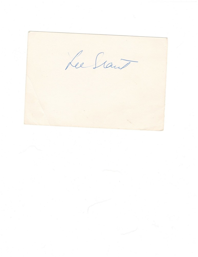 ACTRESS LEE GRANT AUTOGRAPH ON CARDS STOCK.