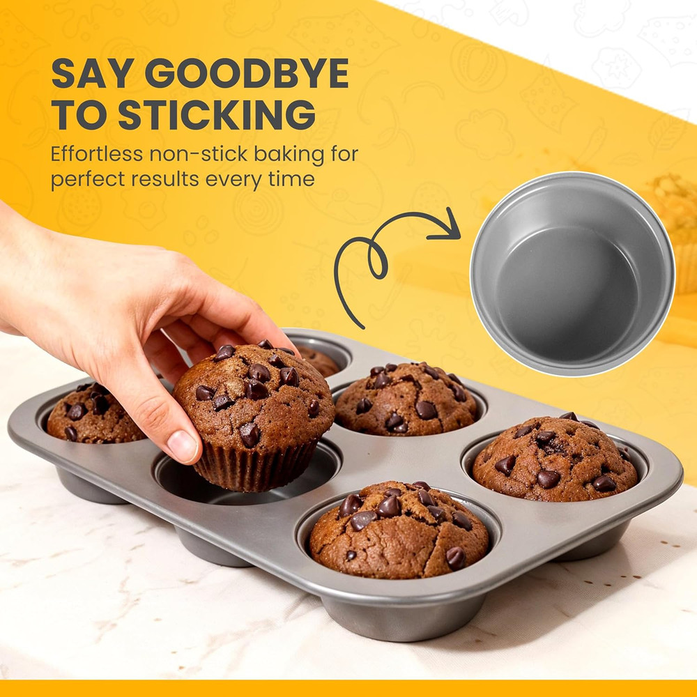 11 Piece Stackable Nonstick Baking Pan Set, Space-Saving Nesting Bakeware, 6-Cup