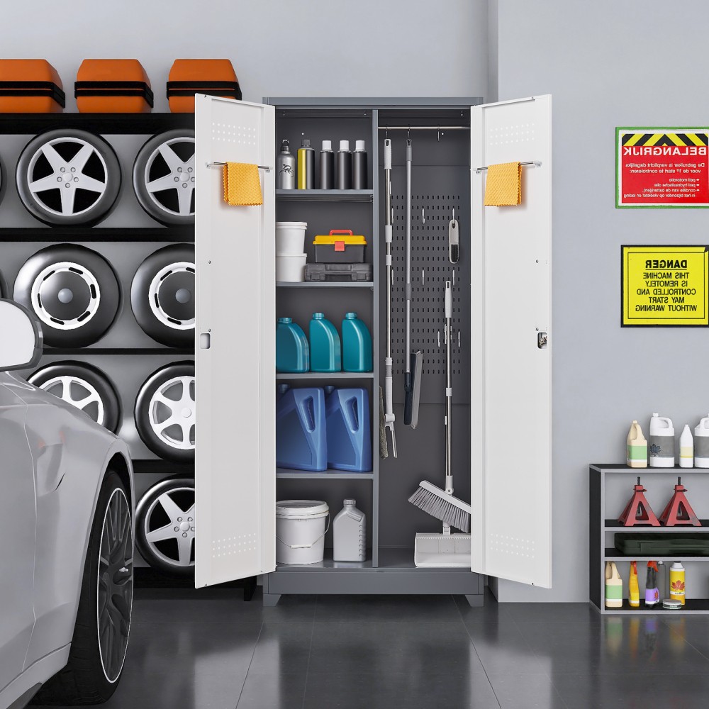 72" Metal Locker Cabinet - Locking Doors - Adjustable Shelves - Utility Storage