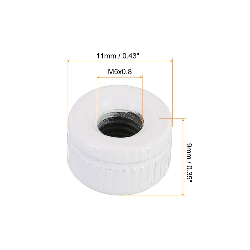 M5 nut hood, 15pcs female knurled thread white