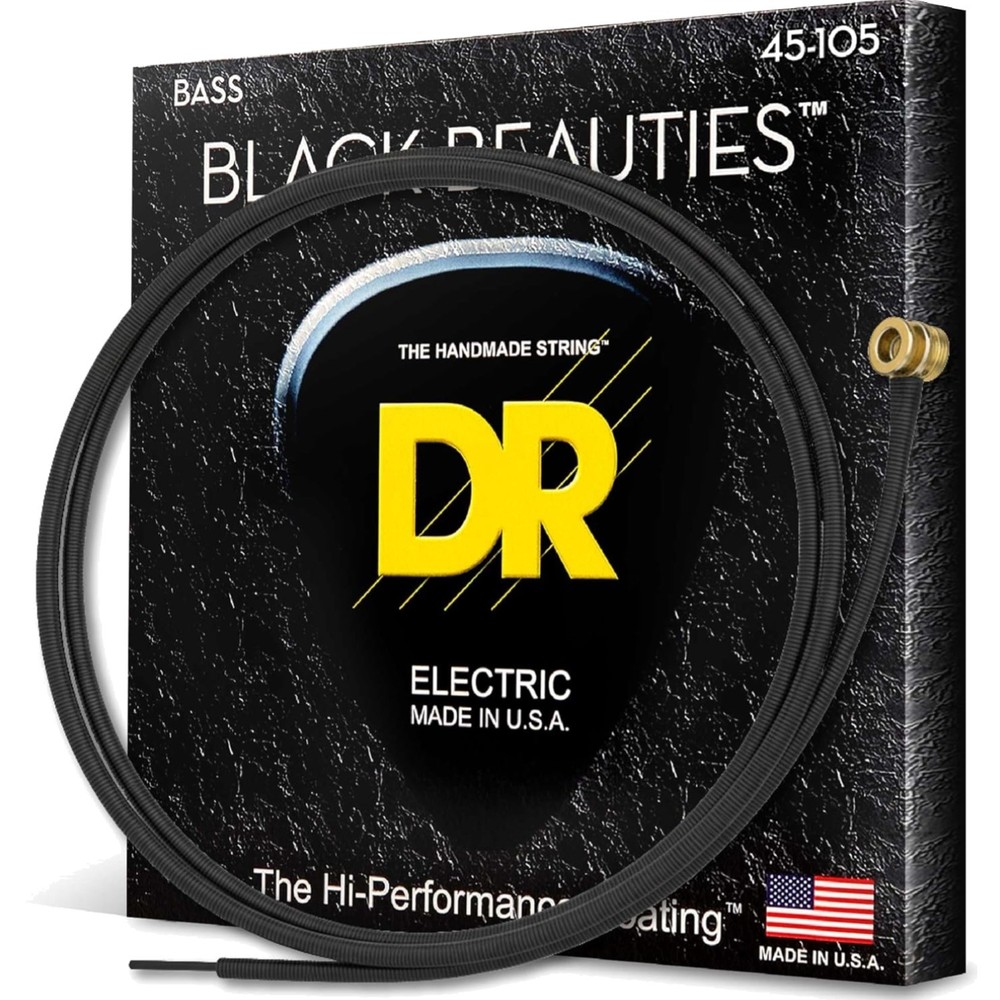 Electric Bass Strings Coated Black Medium Gauge 4-String for Stage and Studio