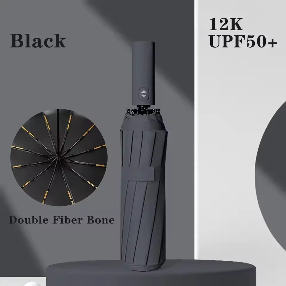 Automatic Open Close Folding Umbrella, Windproof & Waterproof Compact Travel Umb