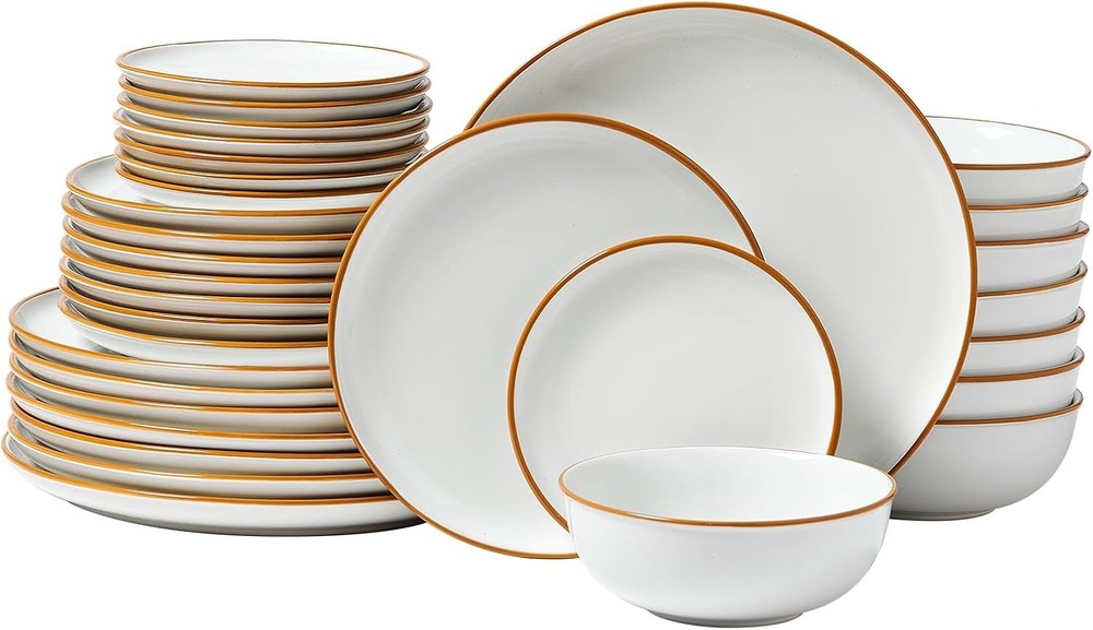 Dinnerware Set Service for 8 (32 PCS) round Plates and Bowls Sets Scratch Resist