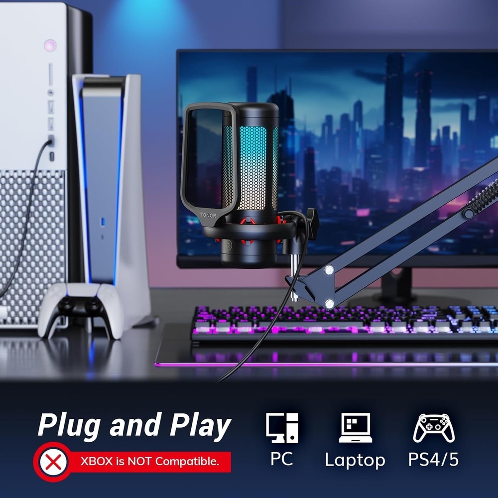 Streamer's USB Microphone with RGB Lighting