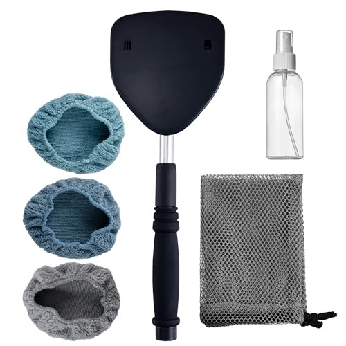 Pivoting Windshield Glass Cleaning Tool Extendable Aluminum Handle Triangle