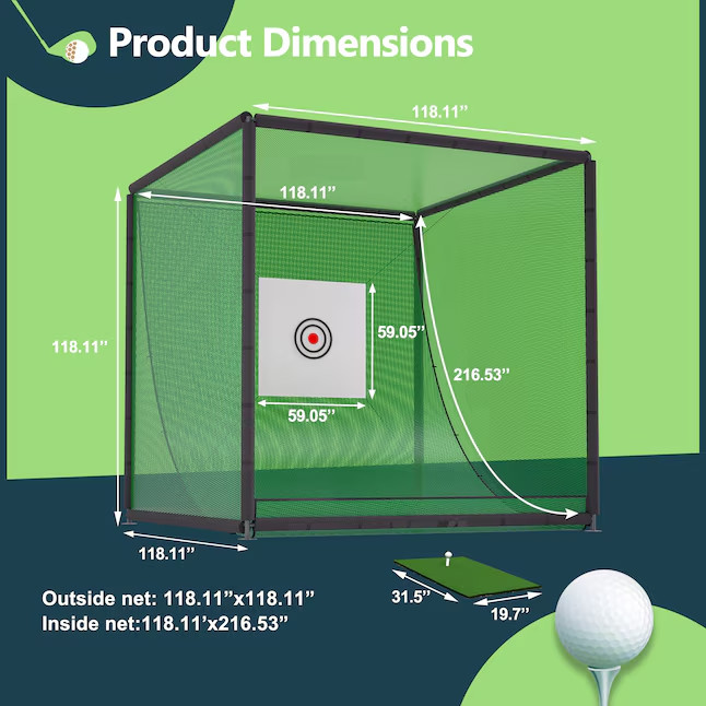 LUXEYARD Golf practice hitting net cage for backyard training and simulation