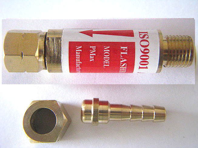 Acetylene (or propane) Welding, Brazing, REGULATOR End FLASHBACK ARRESTOR w/barb