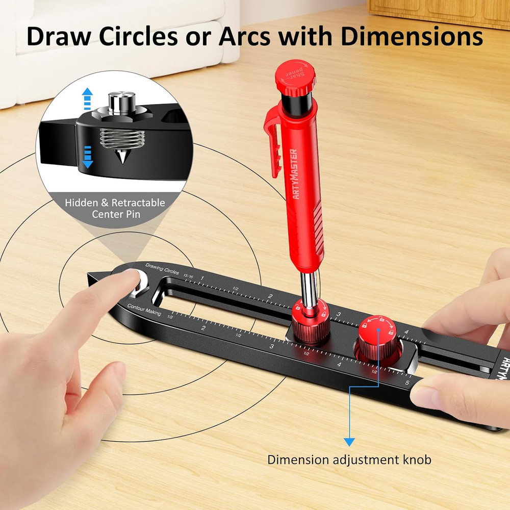 Multi-Function Scribing Tool DIY Woodworking Scriber Line Maker Portable Compass