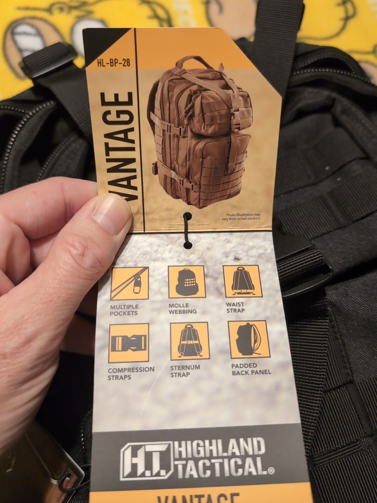Highland Tactical Vantage Tactical BackpackBlack Molle Webbing NWT
