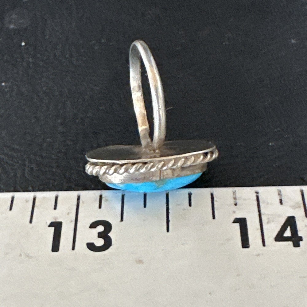 Blue Turquoise Navajo Sterling Silver Ring Size 3 15359
