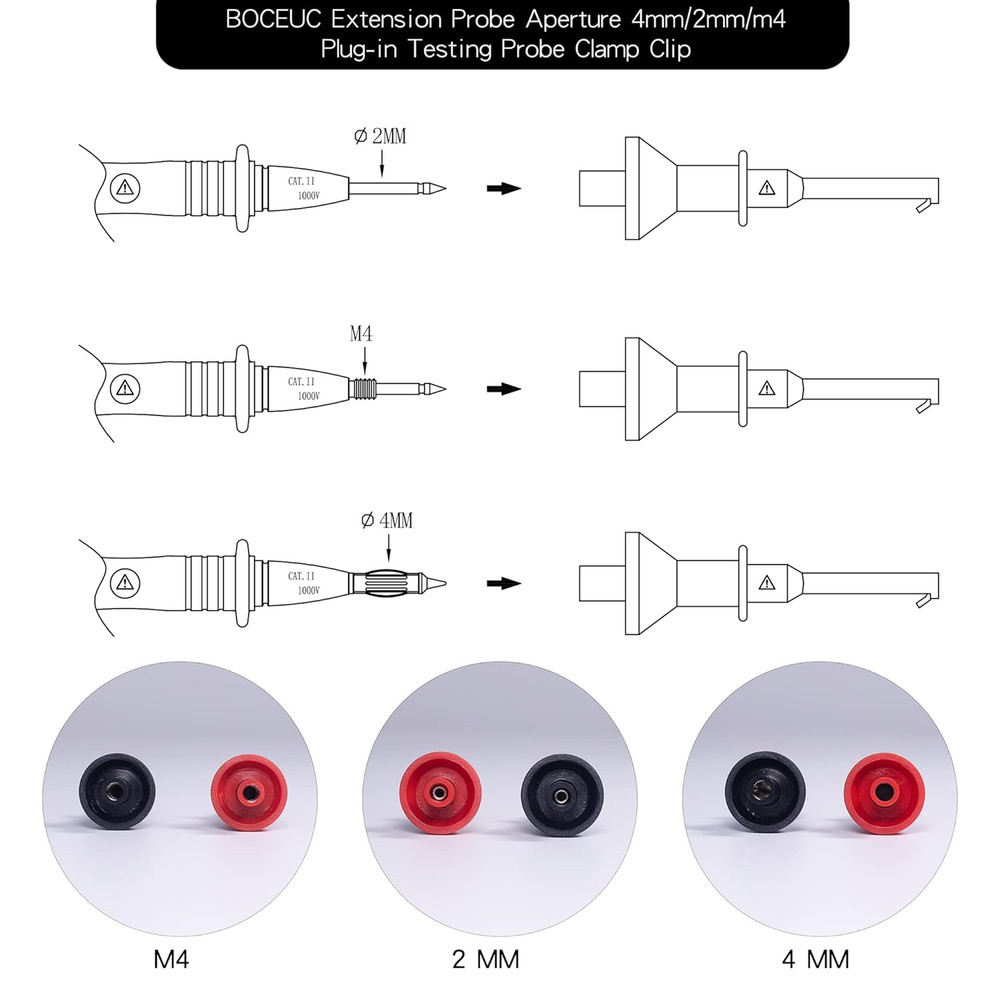 Test Hooks Clips, Multimeter Test Lead Kit Mini Test Hook Clip for 2Mm Plug T...