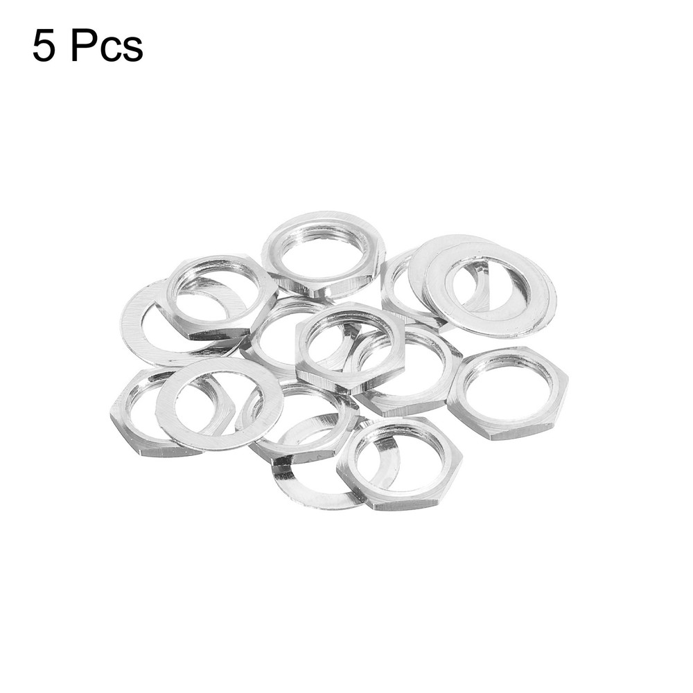 5Set Guitar Nuts and Washers 3/8" Guitar Input Output Jack Socket Nuts Silver