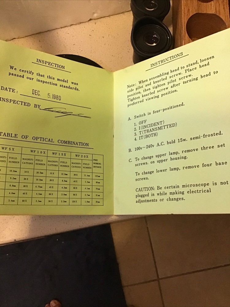 Seiwa Optical Stereoscopic Microscope