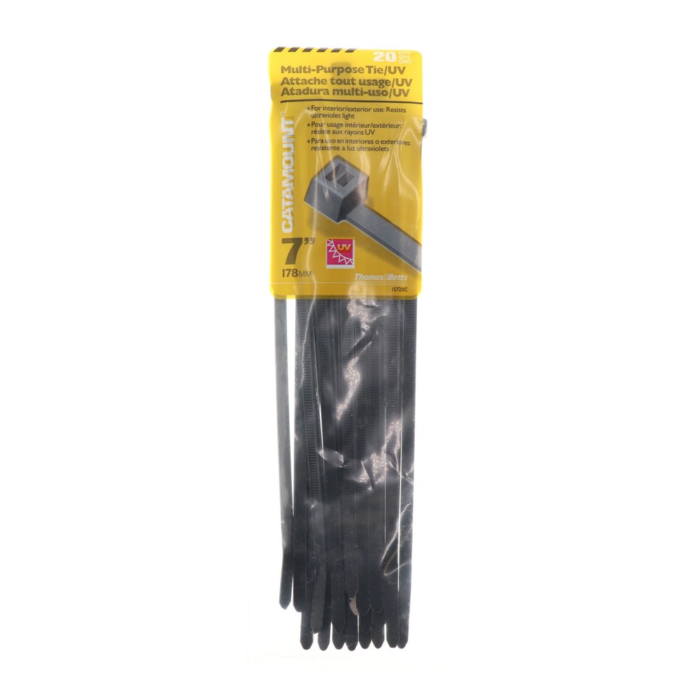 THOMAS & BETTS 15720C MULTI-PURPOSE UV CABLE TIE, BLACK, 7-INCH (20-PACK)