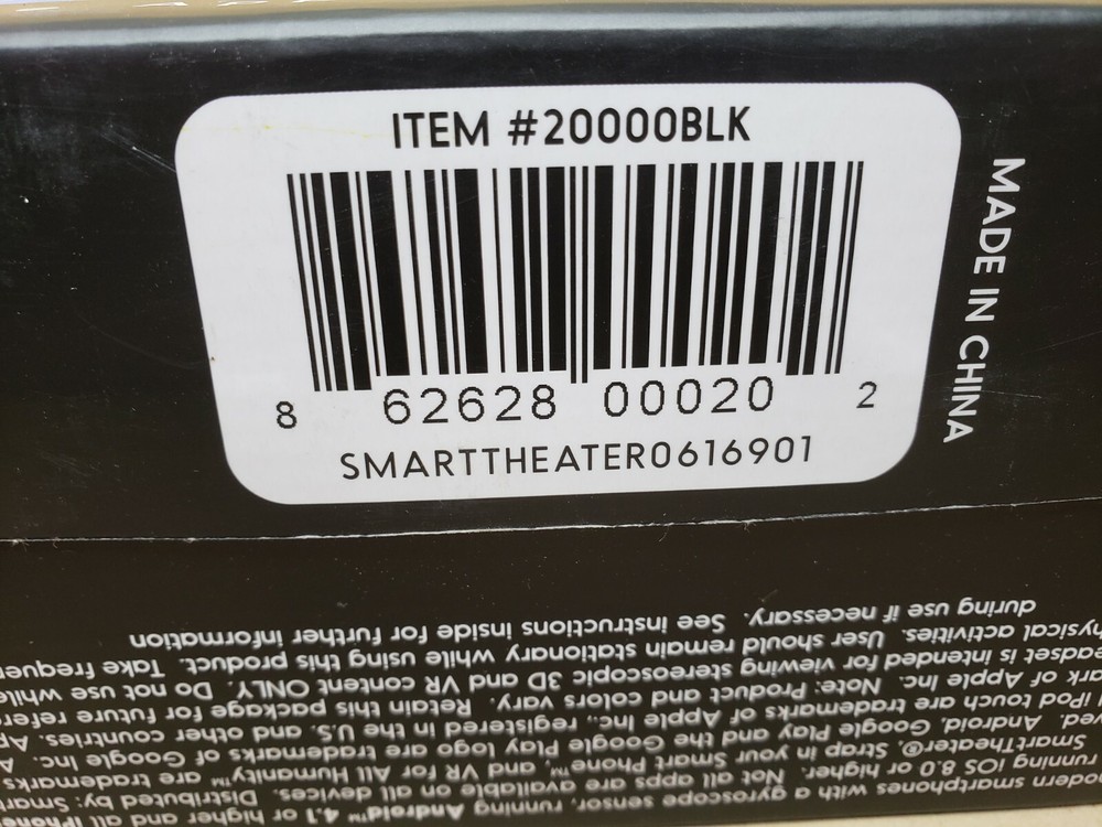 Smart Theater Virtual Reality Headset Black Strap iPhone Android Smartphone New