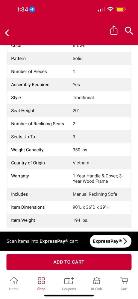 Espresso Recliner Couch