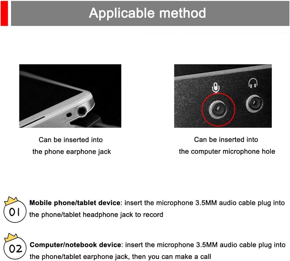 Mini Microphone Mini Notebook Mic 3.5 mm Socket Notebook Microphone, Compatible