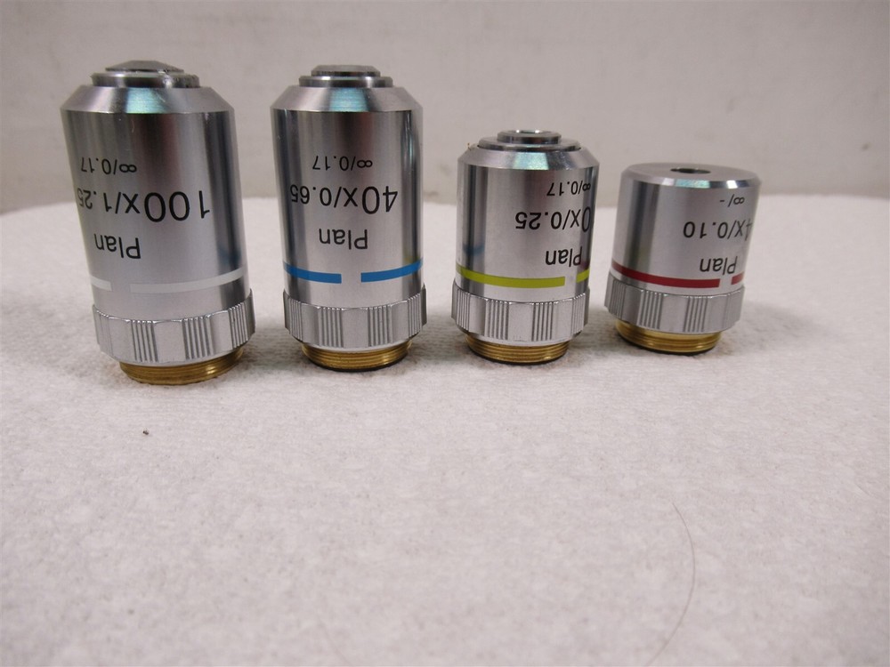 Micros Microscope Plan Objective Lenses Set of 4 100x 40x 10x 4x