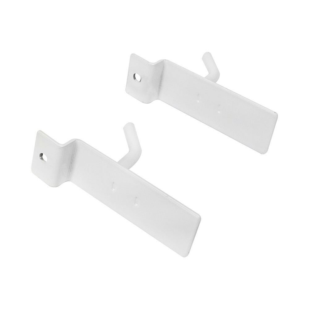 1" Slatwall Hook Panel Display Hooks, 1/4" Thickness Metal, White - PACK 25