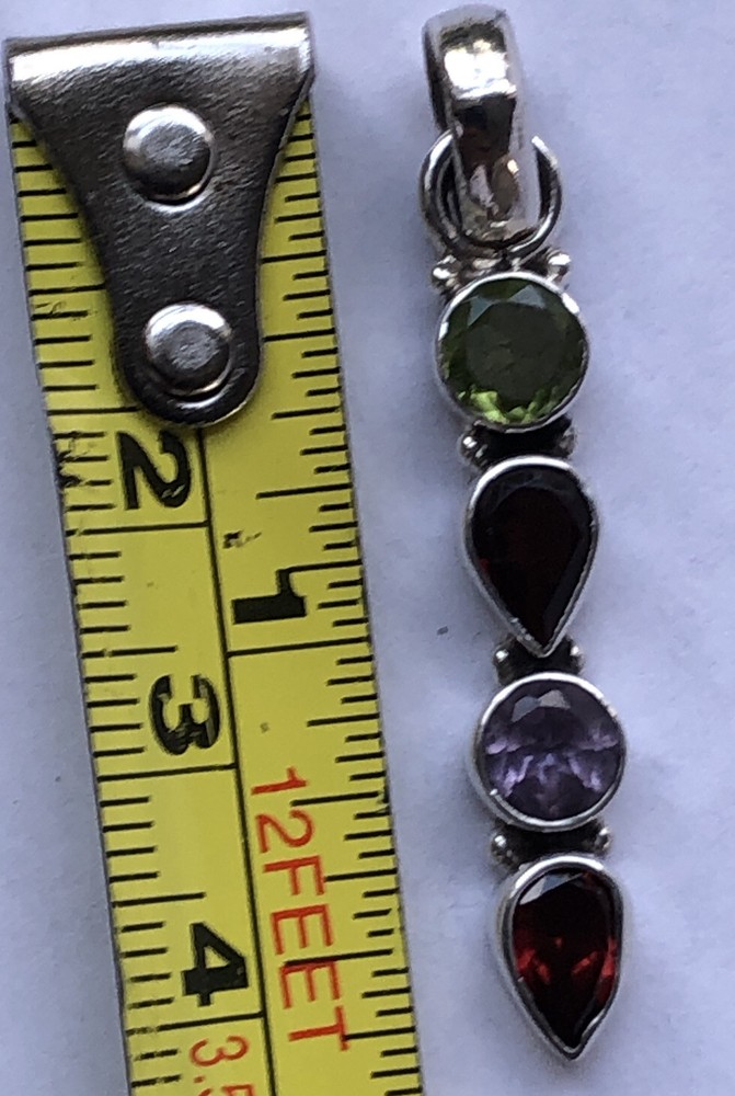 Handcrafted Mixed Gemstones Pendant 1.625”