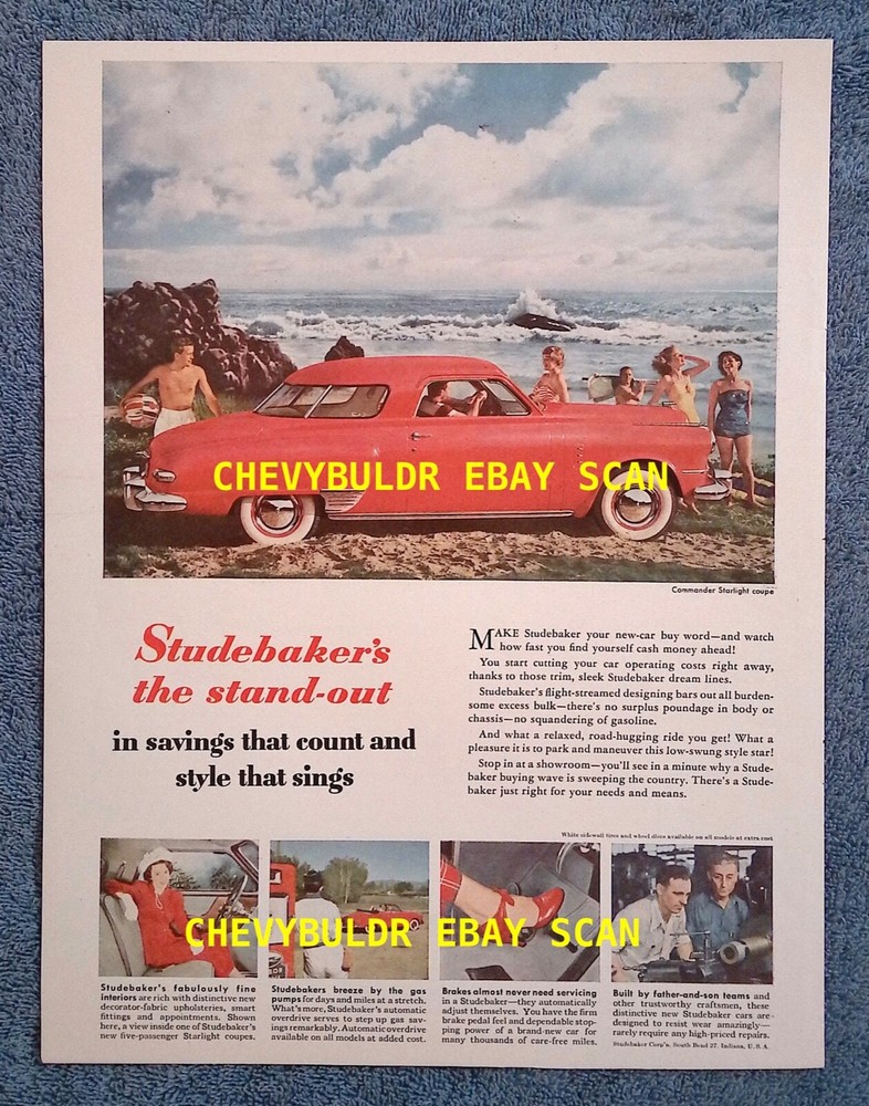 1949 Studebaker Commander Starlight Coupe Vintage Color Ad