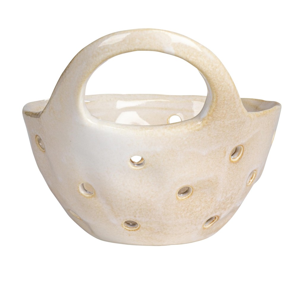 Set of 2 Cream Stoneware Colanders