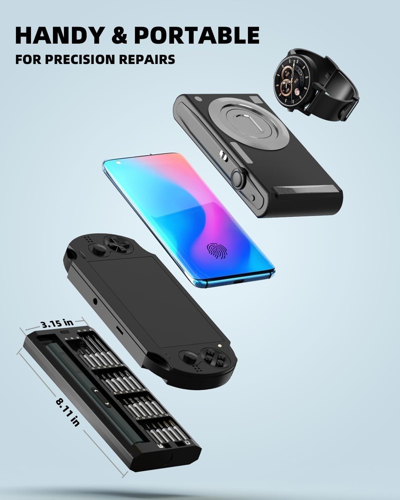 Mini Electric Screwdriver with Pop-Up Storage & 48 S2 Bits for Electronics