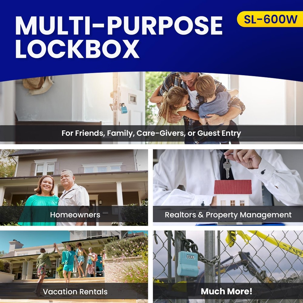 SL-600W Numbered Key Storage Combination Lock Box, Blue, Wall Mount, Safe, Code