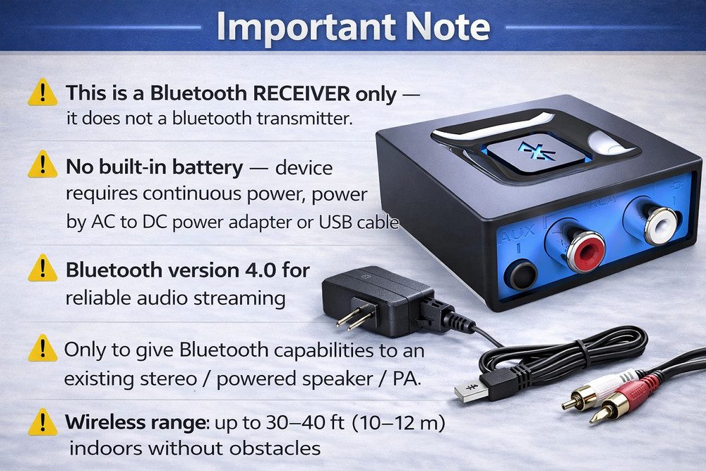 Bluetooth Audio Receiver Wireless Adapter for Old Stereo Music Streaming