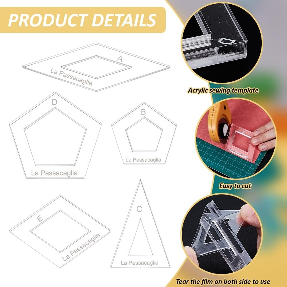 10 Styles Geometric Quilting Template Acrylic Sewing Machine Ruler Patchwork