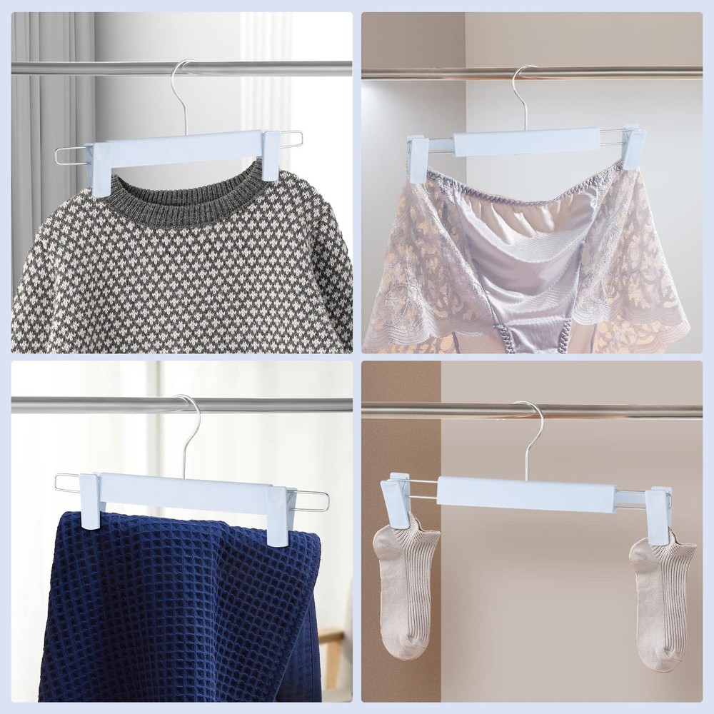 10 Pack Pants Hangers Adjustable Clips Blue