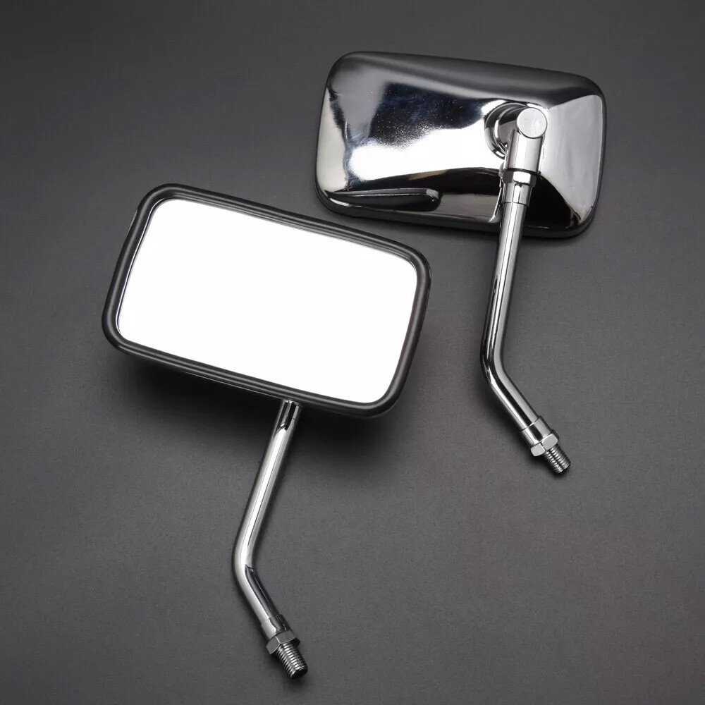 For Honda Shadow 750 Motorcycle Rear View Mirrors Chrome Rectangular Universal