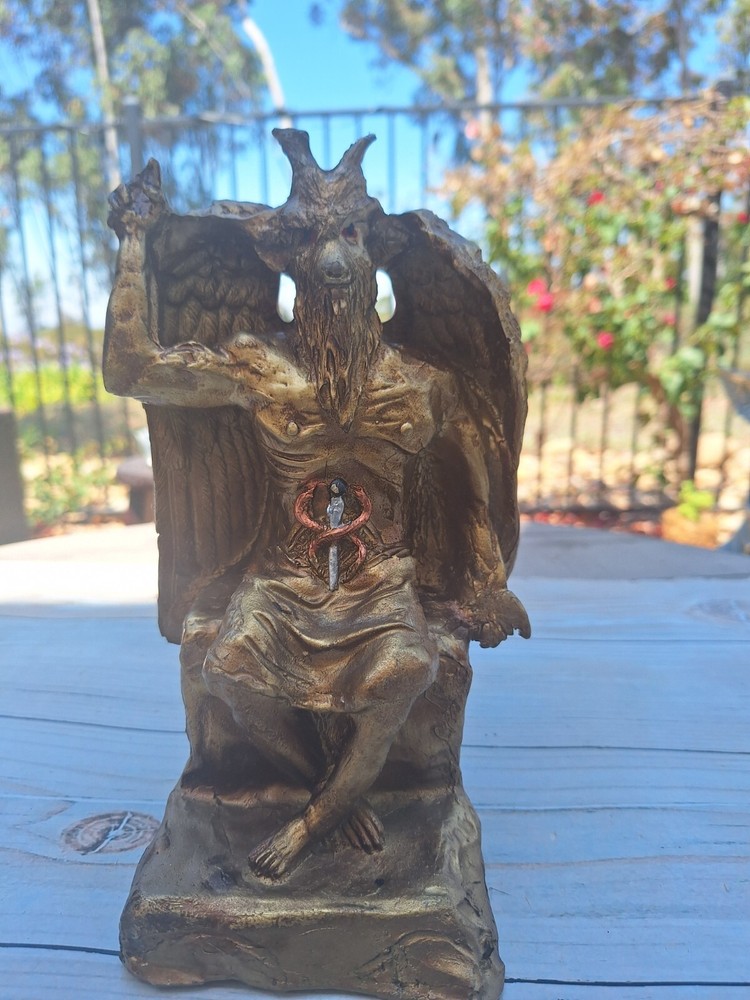 Templar Sabbatic Goat Baphomet Satan Seating Down Color Gold/ Devil /Evil /10X6