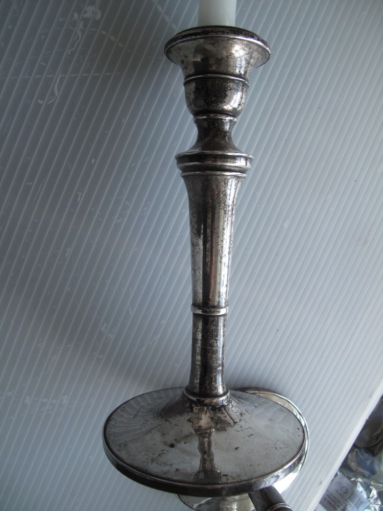 Silver candlestick - hallmarks indistinct - height 8 1/2"