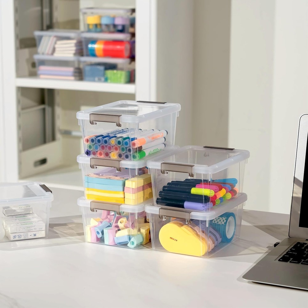 1.3 QT 10 Pack Small Storage Bins Plastic Storage Container Stackable