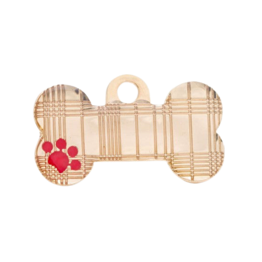 Bone Tartan Pet ID Tag
