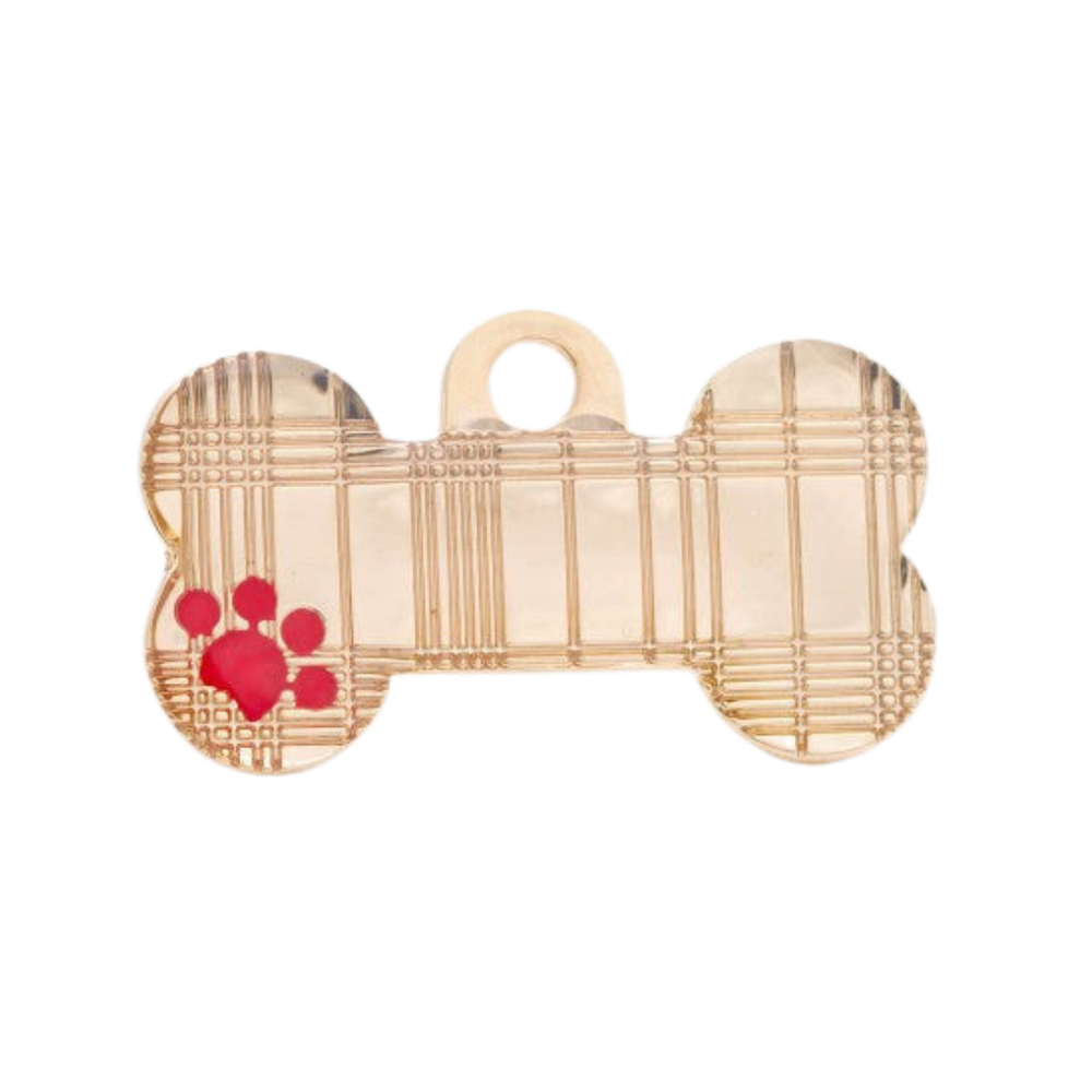 Bone Tartan Pet ID Tag