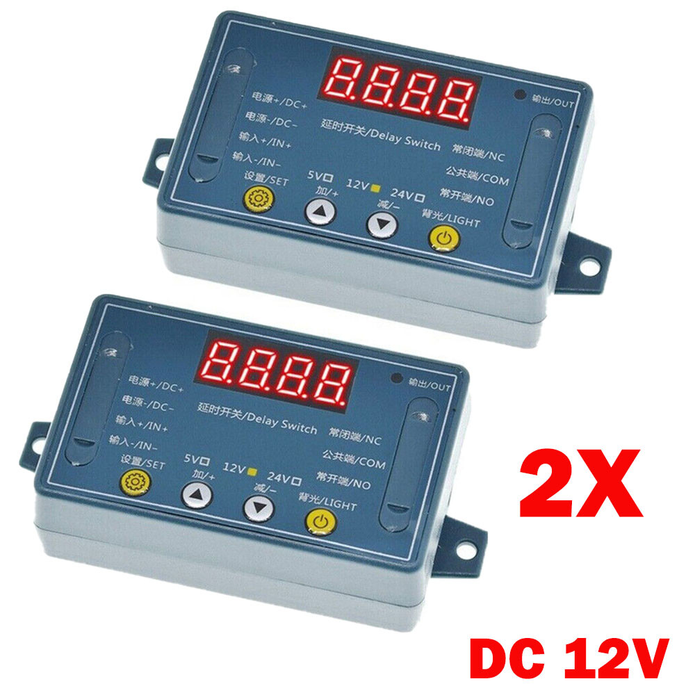 2X DC 12V 10A Adjustable Time Delay Relay Module LED Digital Timer Switch + Case