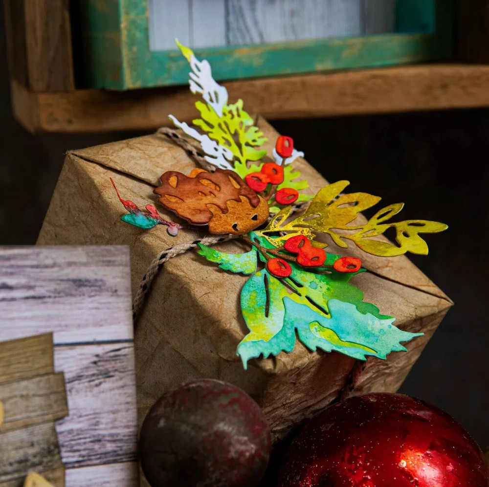 Sizzix Thinlits Tim Holtz Holiday Brushstroke #2 Cutting Dies Winter NEW