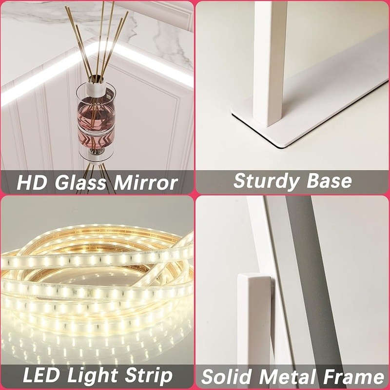 LED Vanity Mirror Lighted Makeup Mirror Adjustable Brightness Compact Design New