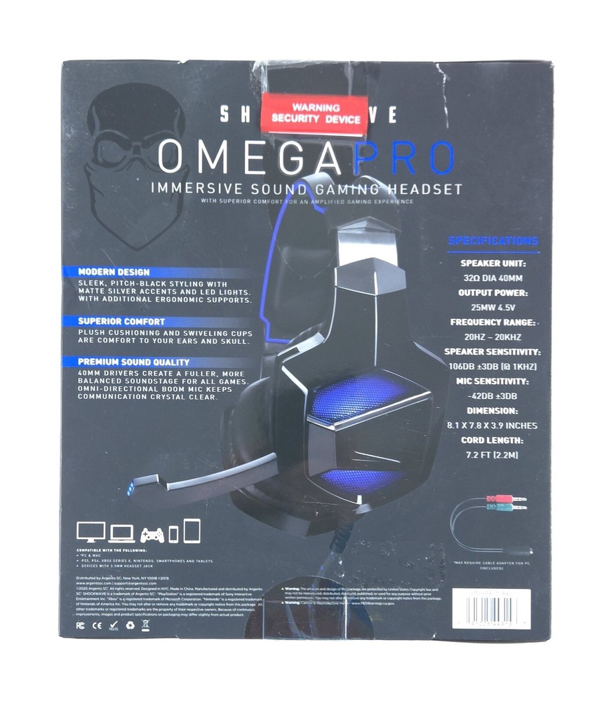 Shockwave Omega Pro Immersive Sound Gaming Headset New
