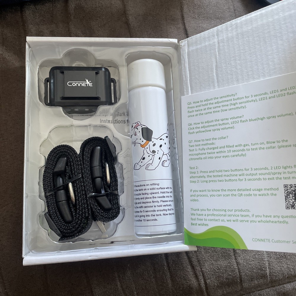 Connete Rechargeable Automatic Citronella Spray Bark Stopping Device Kit