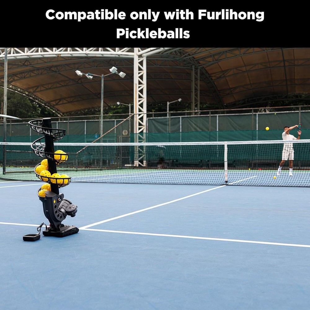 Pickleball machine with 4 adjustable angles and 9 pickleballs included.