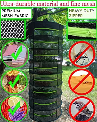 6 Layer Collapsible Herb Drying Rack Hanging Mesh Net for Seeds Bud Grass
