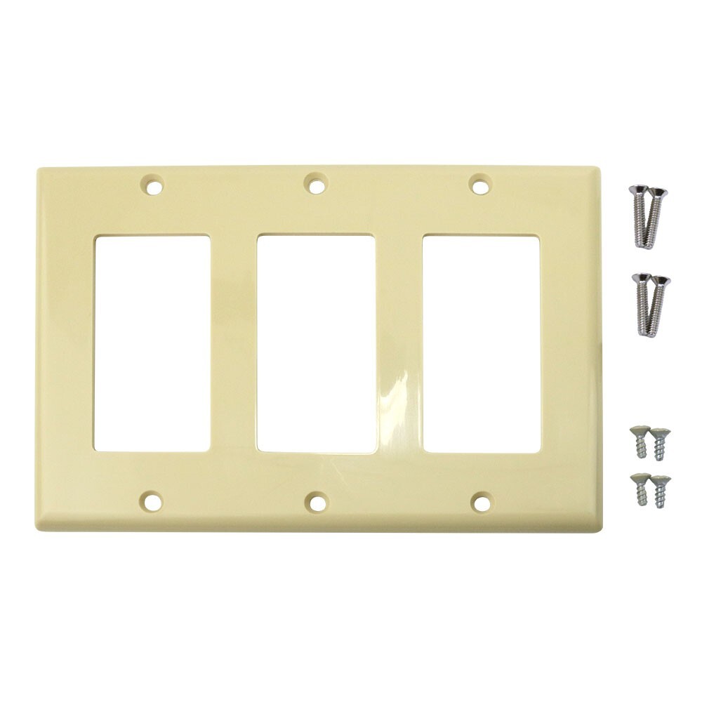 Construct Pro Decorative Triple Gang Wall Plate (Ivory)