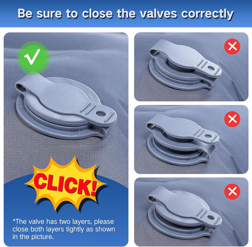 Self-Inflating Double Sleeping Pad for 2, Extra-Thick & Waterproof, Navy Grey