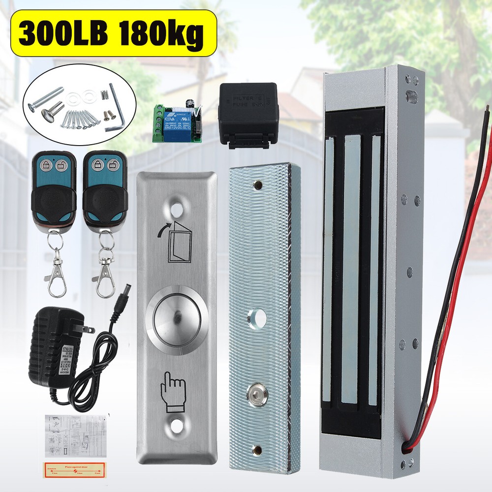 Door Access Control System Electric Magnetic Lock w/ 2 Wireless Remote Controls