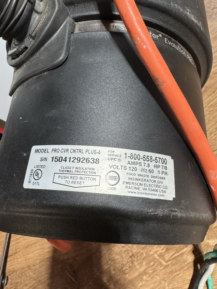 INSINKERATOR PRO COVER CONTROL PLUS GARBAGE DISPOSAL 7/8HP Solid Unit!!