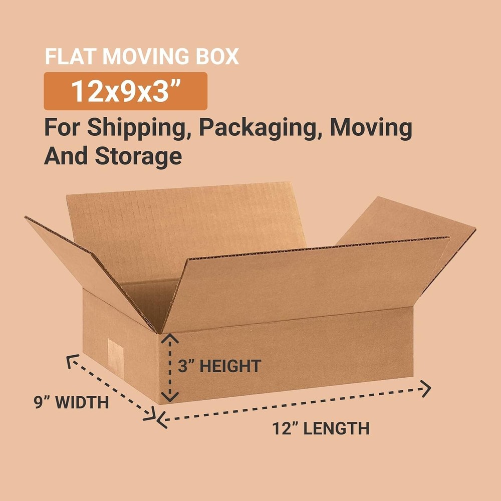 12 x 9 x 3 Shipping Boxes Moving Boxes Corrugated Kraft 25/Bundle 25/Pack